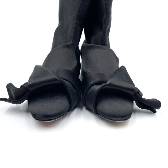 No21 Raso Satin Bow Boots Black Block Heel Ankle Twist Knot No. 21 Sz 36 / 6 - Picture 4 of 10